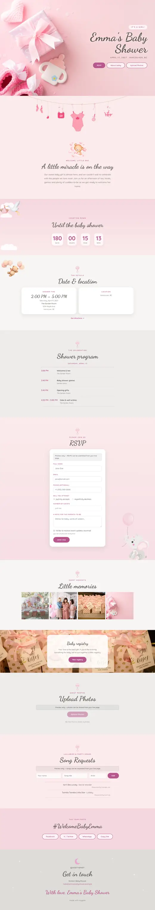 The Girl Baby Shower theme, the whole page