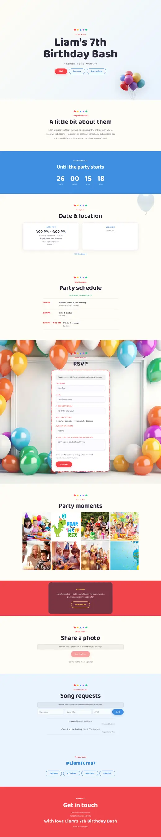 The Balloons theme, the whole page