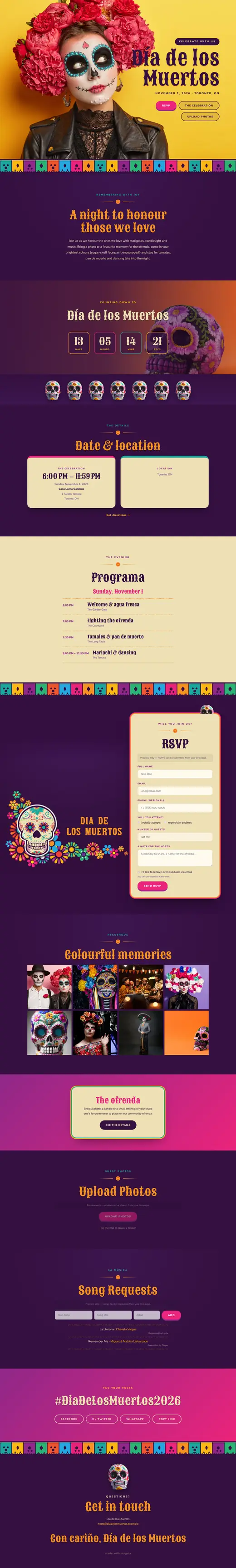 The Día de los Muertos theme, the whole page