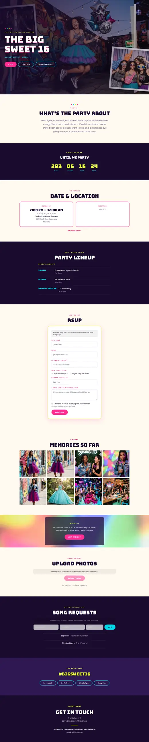 The Fun Party theme, the whole page