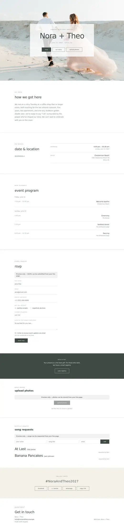 The Quiet Coastal theme, the whole page