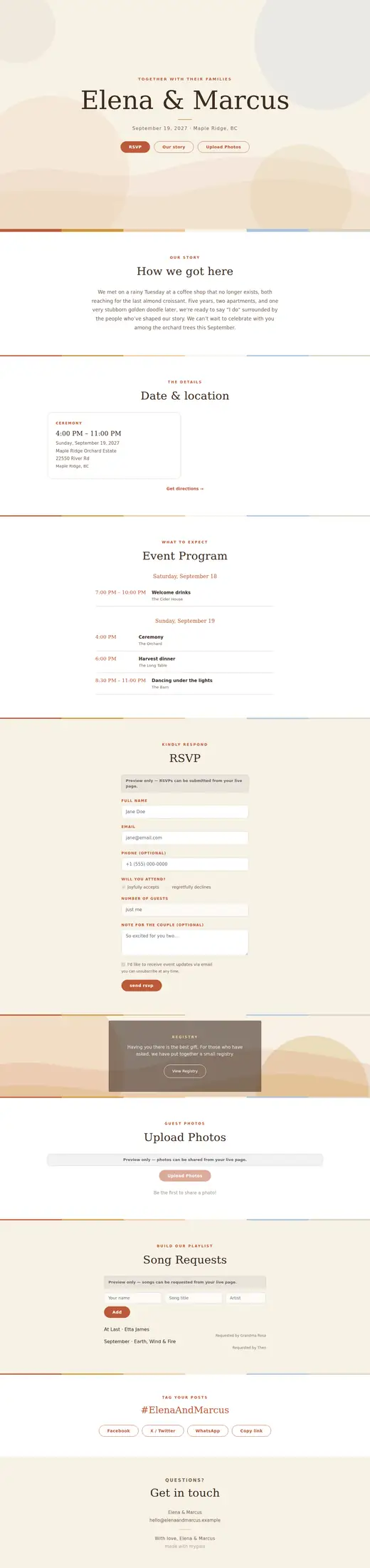 The Terracotta Harvest theme, the whole page