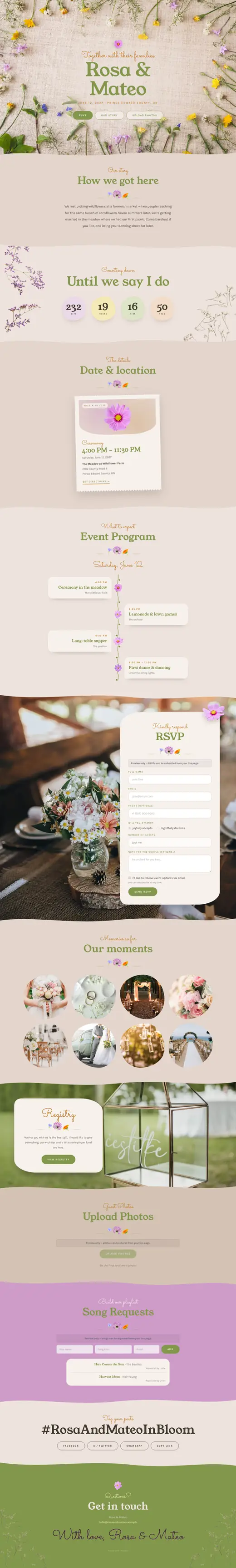 The Wild Flowers theme, the whole page