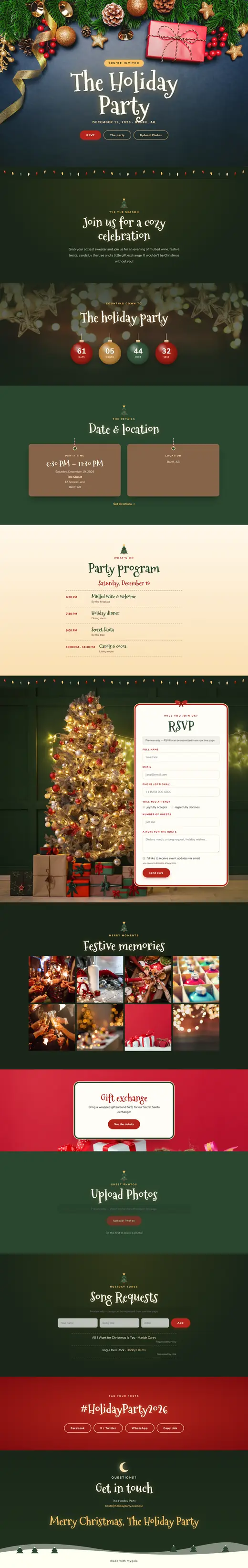 The Christmas Party theme, the whole page